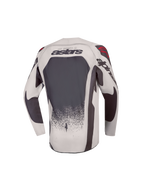 Alpinestars Supertech Jugend-Trikot Swan 2027, Motocross-Trikot, Grau und Dunkelgrau, Rückansicht mit Mesh und roten Akzenten.
