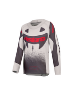 Alpinestars Supertech Jugend-Trikot Swan 2027, Motocross-Ausrüstung, Grau und Rot, belüftetes Stretch-Mesh.