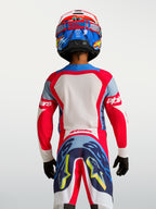 Alpinestars Supertech Jugend-Motocross-Trikot Dyna 2027, Rot und Marineblau, Rückansicht, leichtes Stretch-Mesh.