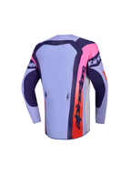 Alpinestars Supertech Jugend-Trikot Dyna 2027, Motocross-Trikot für Jugendliche, Rückansicht, Lila und Pink, verlängertes Rückenteil, atmungsaktives Stretch-Mesh-Material für MX und Offroad-Rennen.