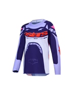 Alpinestars Supertech Dyna Trikot für Jugendliche, Motocross-Oberteil in Blau und Weiß mit orangefarbenen Akzenten.