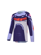Alpinestars Supertech Jugend-Trikot Dyna 2027, Motocross-Renntrikot in Lila und Pink Fluo, atmungsaktives Stretch-Mesh mit lasergefertigten Perforationen.