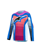 Alpinestars Supertech Jugend-Trikot Maven 2027, Motocross-Renntrikot, Blau und Hot Coral, Stretch-Mesh mit großem Astars-Logo.
