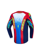 Alpinestars Fluid Jugend-Trikot Drag 2027, Motocross-Trikot in Blau und Rot, Rückansicht, feuchtigkeitsableitendes Polygewebe.