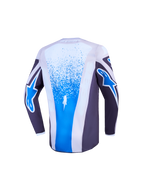 Alpinestars Fluid Drag Jugend-Trikot, Rückansicht, Grau und Blau, feuchtigkeitsableitendes Offroad-Motocross-Trikot.