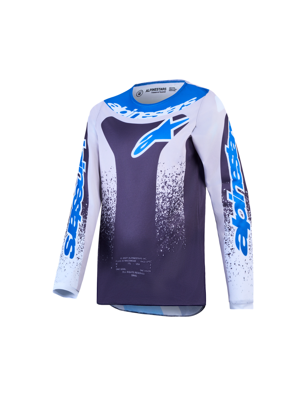 Alpinestars Fluid Drag Jugend-Trikot AND Jugendliche Fluid Drag Gear Set, Motocross-Trikot, Größe M, Grau und Blau.
