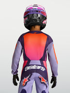 Alpinestars Fluid Hunt Jugend-Trikot in Lila und Pink, Motocross-Bekleidung, feuchtigkeitsableitend, ergonomisch, Rückansicht.
