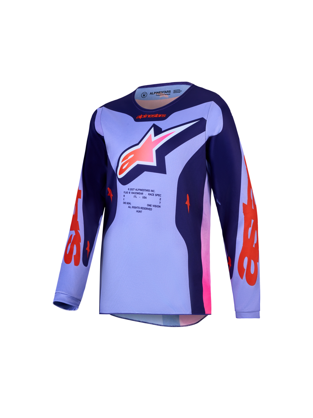 Alpinestars Jugend Fluid Hunt Trikot, Motocross-Oberteil für Kinder, Lila und Pink, atmungsaktives und feuchtigkeitsableitendes Polygewebe für Offroad-Rennsport