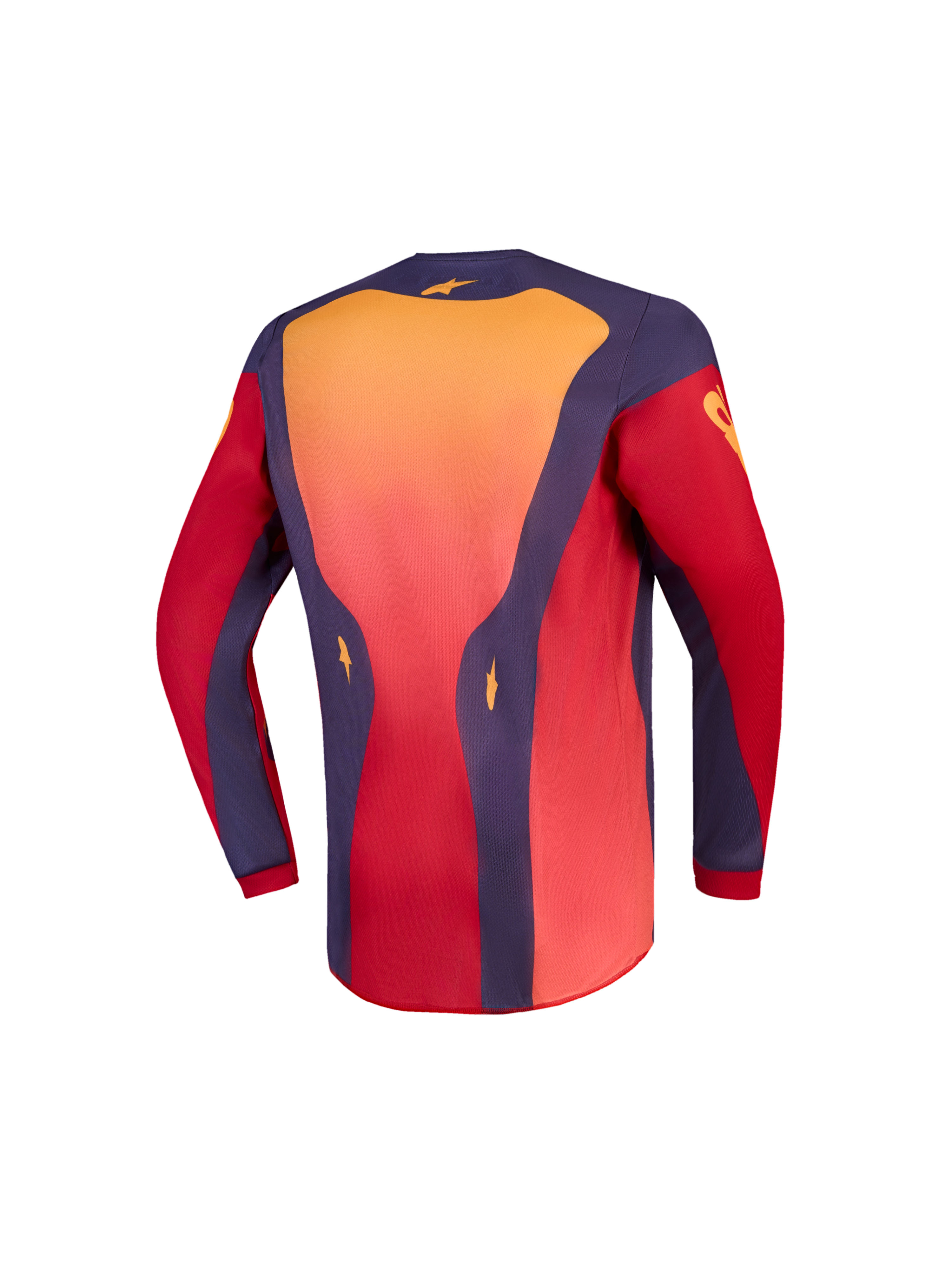 Alpinestars Fluid Hunt Jugend-Trikot und Fluid Hunt Gear Set, Motocross-Trikot für Jugendliche in Rot und Koralle, Rückansicht mit verlängertem Rücken, feuchtigkeitsableitende Polygewebekonstruktion.