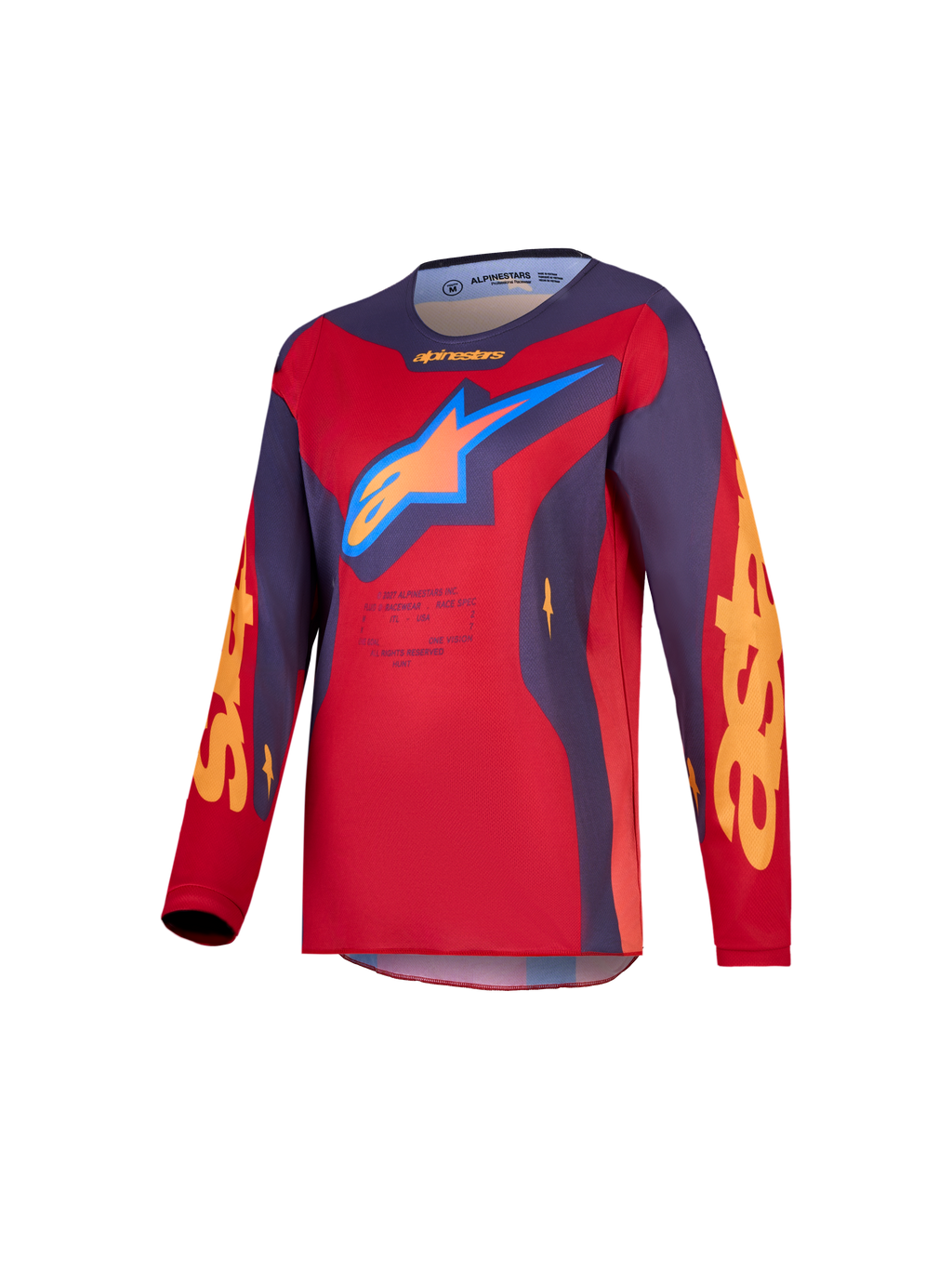 Alpinestars Fluid Hunt Jugend-Trikot, Motocross-Oberteil in Rot und Grau, atmungsaktives Polygewebe für junge Fahrer.