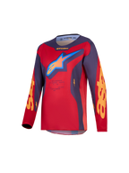 Alpinestars Fluid Hunt Jugend-Trikot, Motocross-Oberteil in Rot und Grau, atmungsaktives Polygewebe für junge Fahrer.