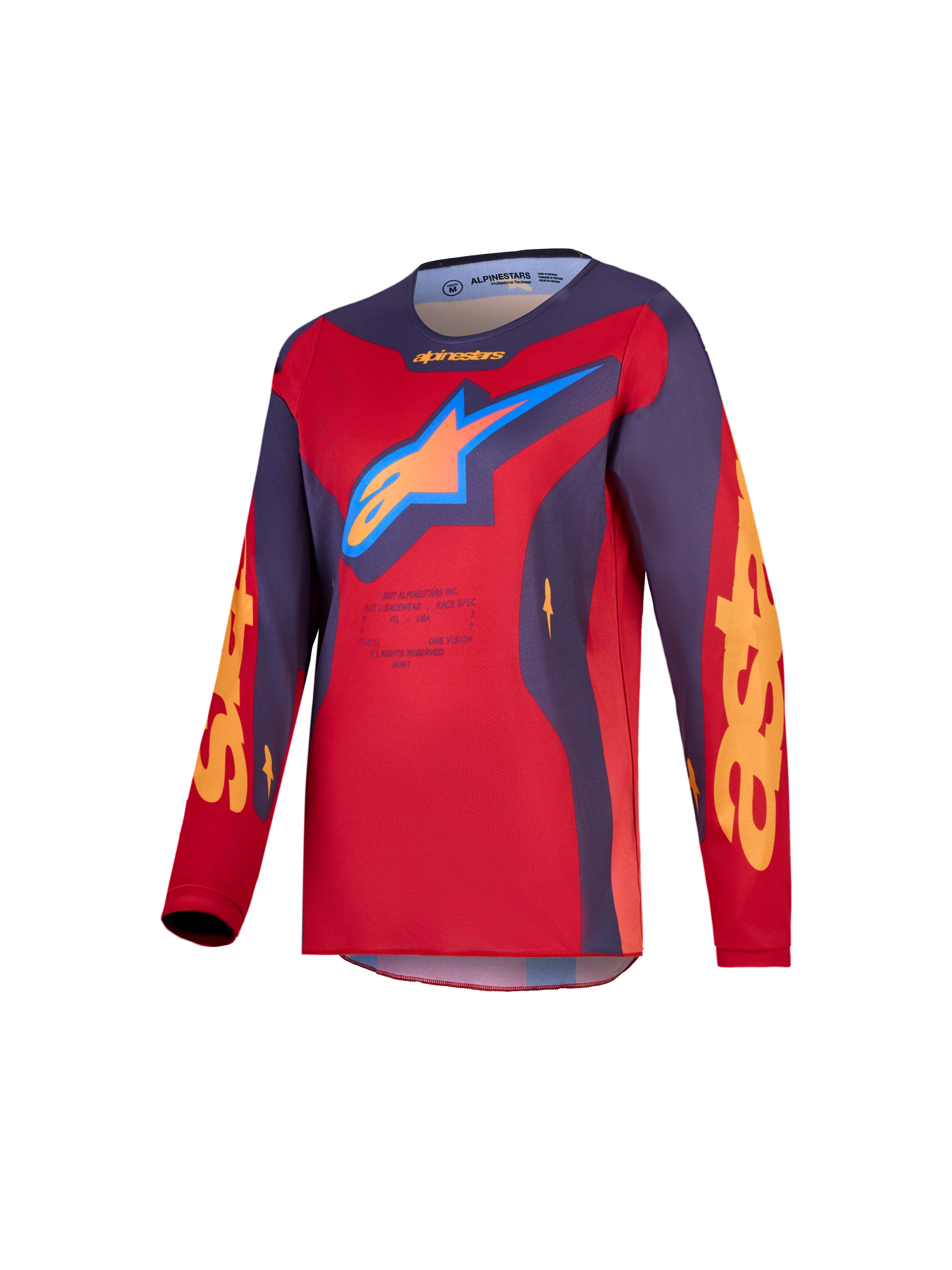 Alpinestars Fluid Hunt Jugend-Trikot, Motocross-Oberteil in Rot und Grau, atmungsaktives Polygewebe für junge Fahrer.