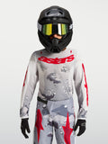Alpinestars Fluid Jugend-Trikot Lone 2027, Motocross-Trikot in Grau Camouflage und Rot, atmungsaktive Textilkonstruktion.