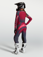 Alpinestars Stella Techstar Swan Motocross-Hose für Damen, Karmesinrot und Dunkelgrau, mit Stretch-Konstruktion.
