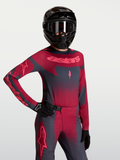 Alpinestars Stella Techstar Trikot Swan, Damen-Motocrosstrikot in Rot und Dunkelgrau mit lasergeschnittener Belüftung.
