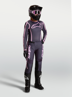 Alpinestars Stella Fluid Apex V2 Hose und Trikot, Damen-Motocross-Ausrüstung in Grau und Pink für Offroad-Performance.
