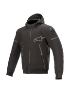 Alpinestars Sektor Tech V2 Hoodie, Men's Black Urban Road Jacket, CE Certified, featuring a wind-resistant shell.