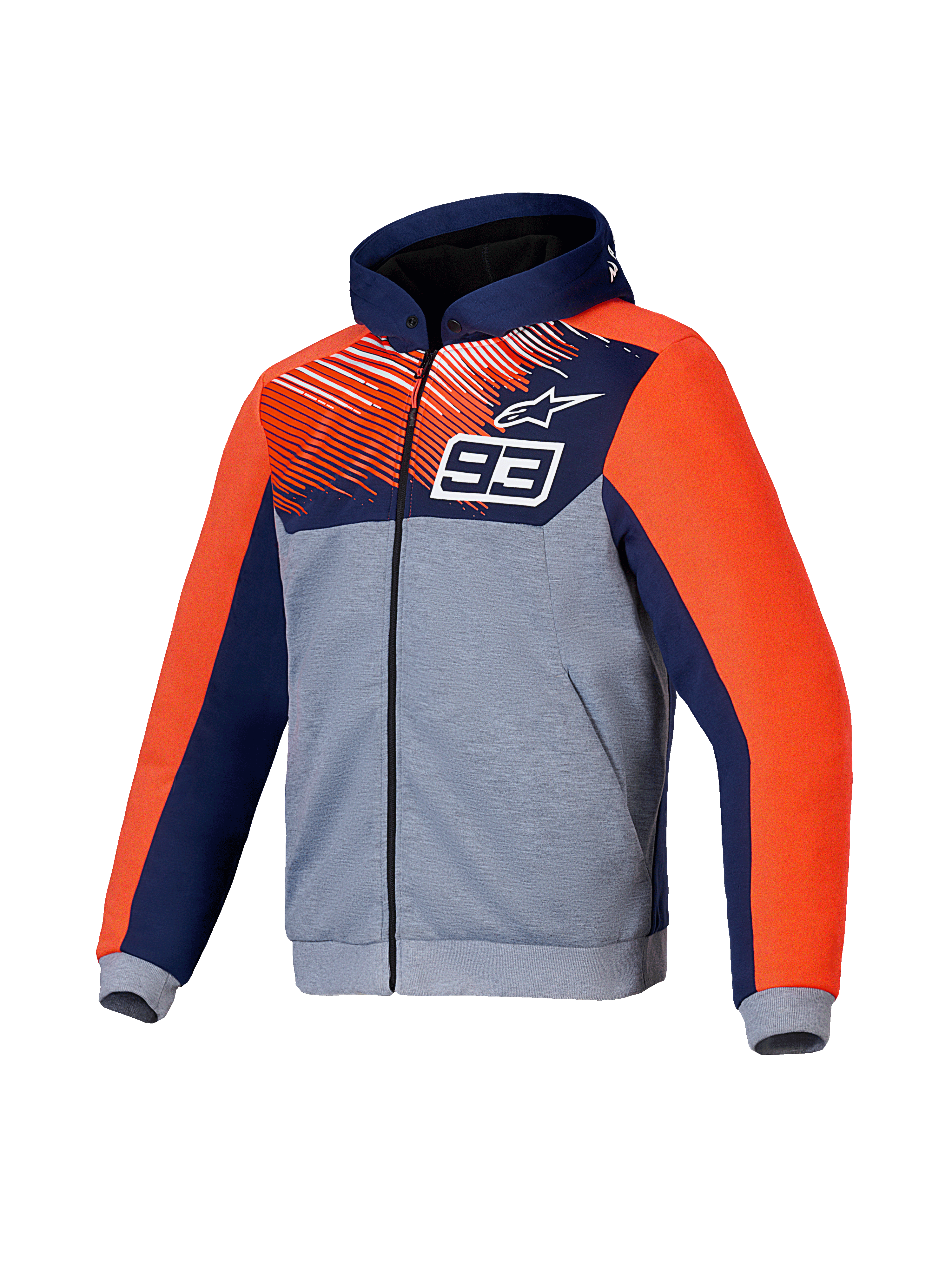 Alpinestars MM93 Chrome V2 Sport Kapuzenjacke, CE-zertifizierte Motorradjacke mit Aramid-Verstärkungen und Nucleon Flex Plus Protektoren, Blau, Grau und Rot