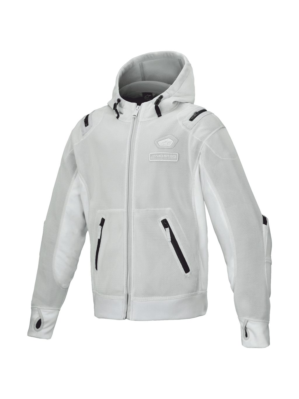 Alpinestars Moflow Air Tech Kapuzenjacke für Herren, Grau, atmungsaktive Mesh-Motorradjacke, Tech-Air Ready, Urban-Stil.