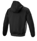 Alpinestars Ageless Hoodie, Urbane Motorradjacke, Schwarz, Rückansicht, lässiges Textildesign mit Kapuze und Rippstrickbündchen, anatomisch profiliert für urbanes Fahren.