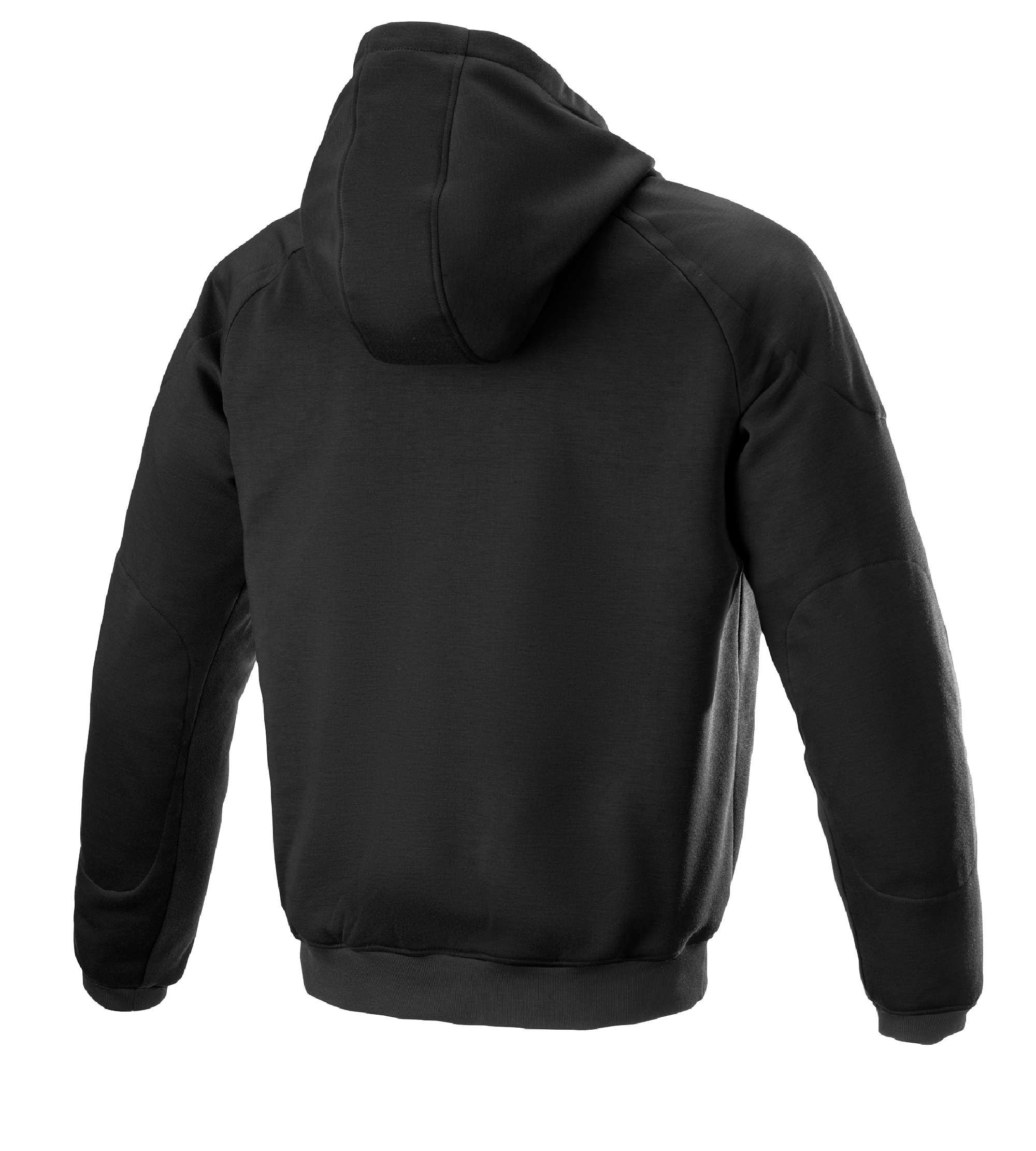 Alpinestars Ageless Hoodie, Urbane Motorradjacke, Schwarz, Rückansicht, lässiges Textildesign mit Kapuze und Rippstrickbündchen, anatomisch profiliert für urbanes Fahren.