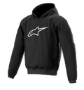 Alpinestars Ageless Hoodie, urbaner Motorrad-Hoodie, Schwarz mit weißem Sternlogo, Pullover-Stil mit Kängurutasche, gerippte Bündchen und Saum, lässiges vom Motorsport inspiriertes Design