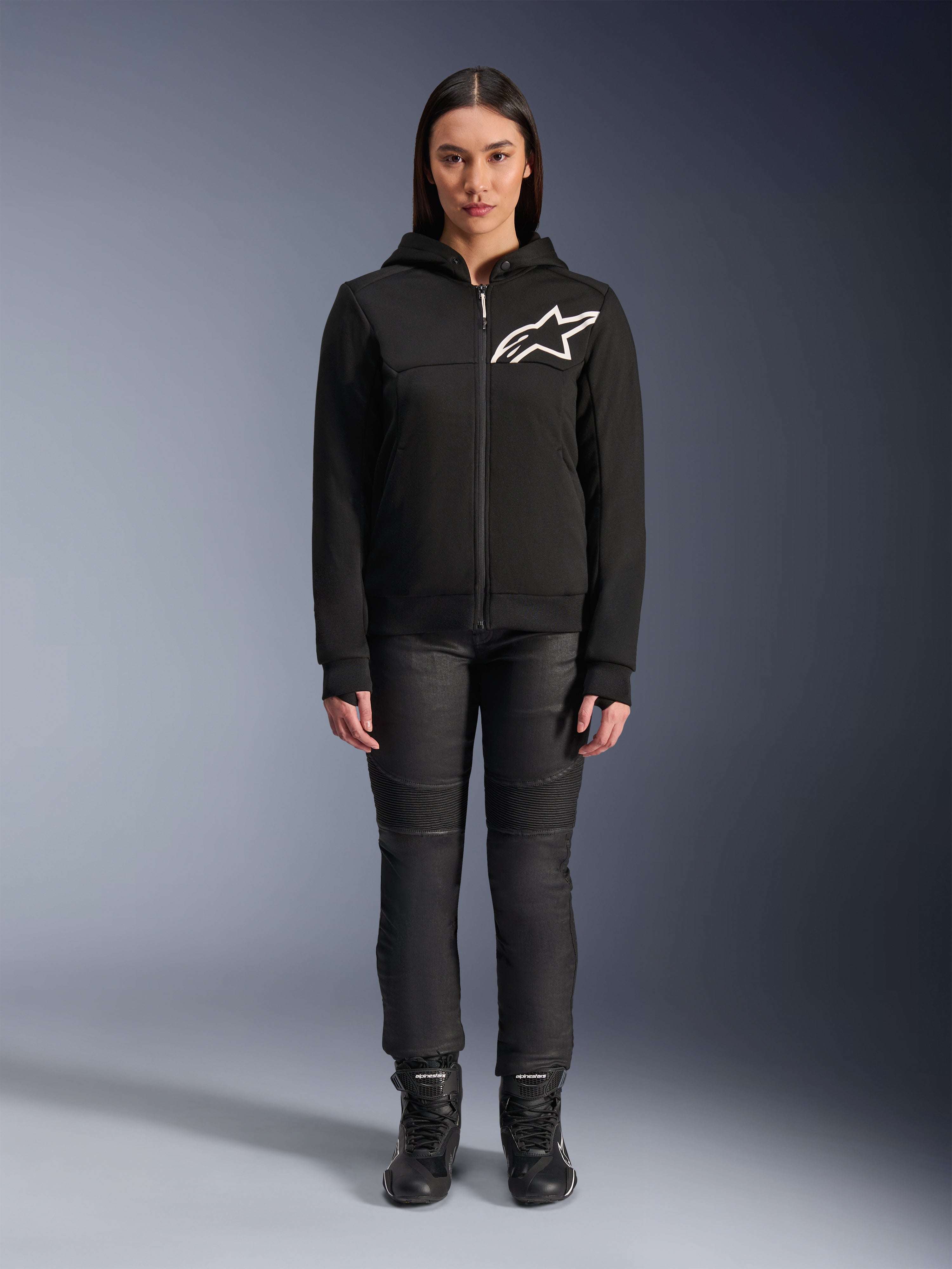 Stella Chrome V2 Sport - Black Motorcycle Hoodie | Alpinestars®