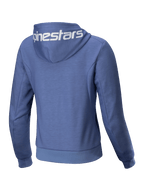 Alpinestars Stella Chrome V2 Sport Kapuzenjacke, Damen-Motorradjacke, Blau-Violett und Weiß, Tech-Fleece mit Kapuzenlogo.