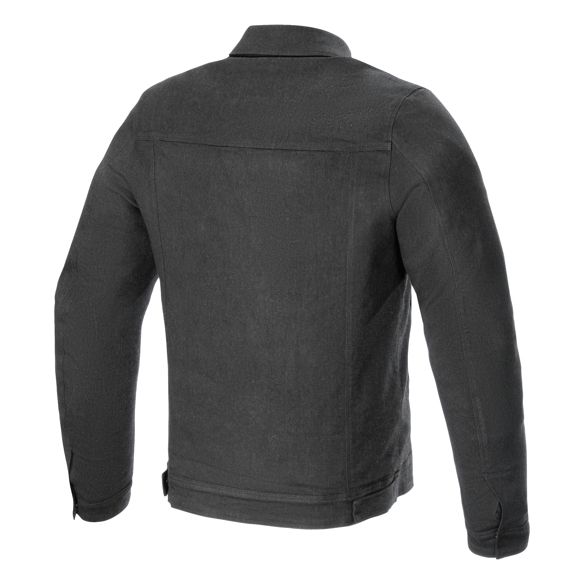 Alpinestars Garage Jacket, Back View, Smoke Gray, Urban Denim Motorcycle Jacket, featuring a horizontal back yoke and vertical seam detailing, workwear-inspired style for road riding.