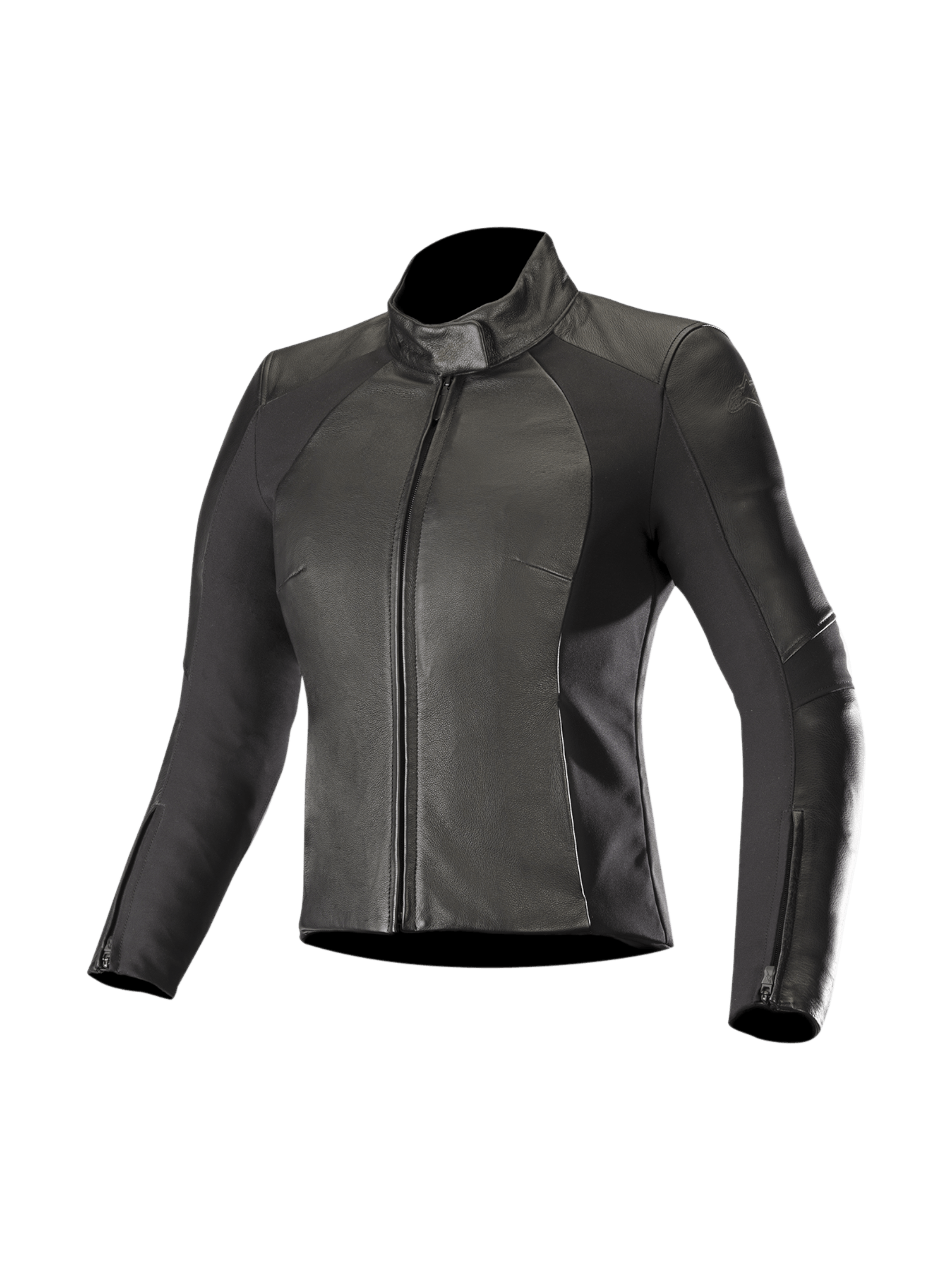 Alpinestars Stella Vika V2 Lederjacke, Damen-Motorradjacke, Schwarz, Leder mit Aramid-Stretch-Einsätzen, CE-zertifiziert
