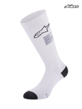 Alpinestars ZX V4 Socks, auto racing fire retardant socks, white with black details, FIA certified, seamless aramidic construction with graduation compression