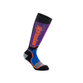 Alpinestars Youth MX Plus Socken, kniehohe Motocross-Socken, Schwarz, Königsblau und Lila mit orangefarbenem Branding, Rippenkonstruktion, verstärkte Ferse und Zehe für den Offroad-Einsatz