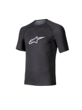 Alpinestars Tech KX Sim Top, kurzärmeliger Karting-Baselayer, Schwarz mit weißem Astars-Logo auf der Brust, atmungsaktive Stretch-Mesh-Konstruktion, ergonomische Passform für Karting und Sim-Racing