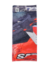 Alpinestars Buff Ignite Neck Tube, multifunktionales Halstuch, Schwarz und leuchtendes Rot mit weißen Details, mit großer Stern-Grafik, Alpinestars und Buff Logos, sportliches Design für das Motorradfahren
