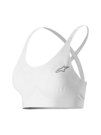 Alpinestars Stella TECH ZX Bra, Motorsport-Baselayer für Damen, Weiß, mit kleinem grauem Stern-Logo, leichtes, flammhemmendes LENZING™ FR-Gewebe, dünne Träger und stützendes Band für professionelle Performance im Autorennsport