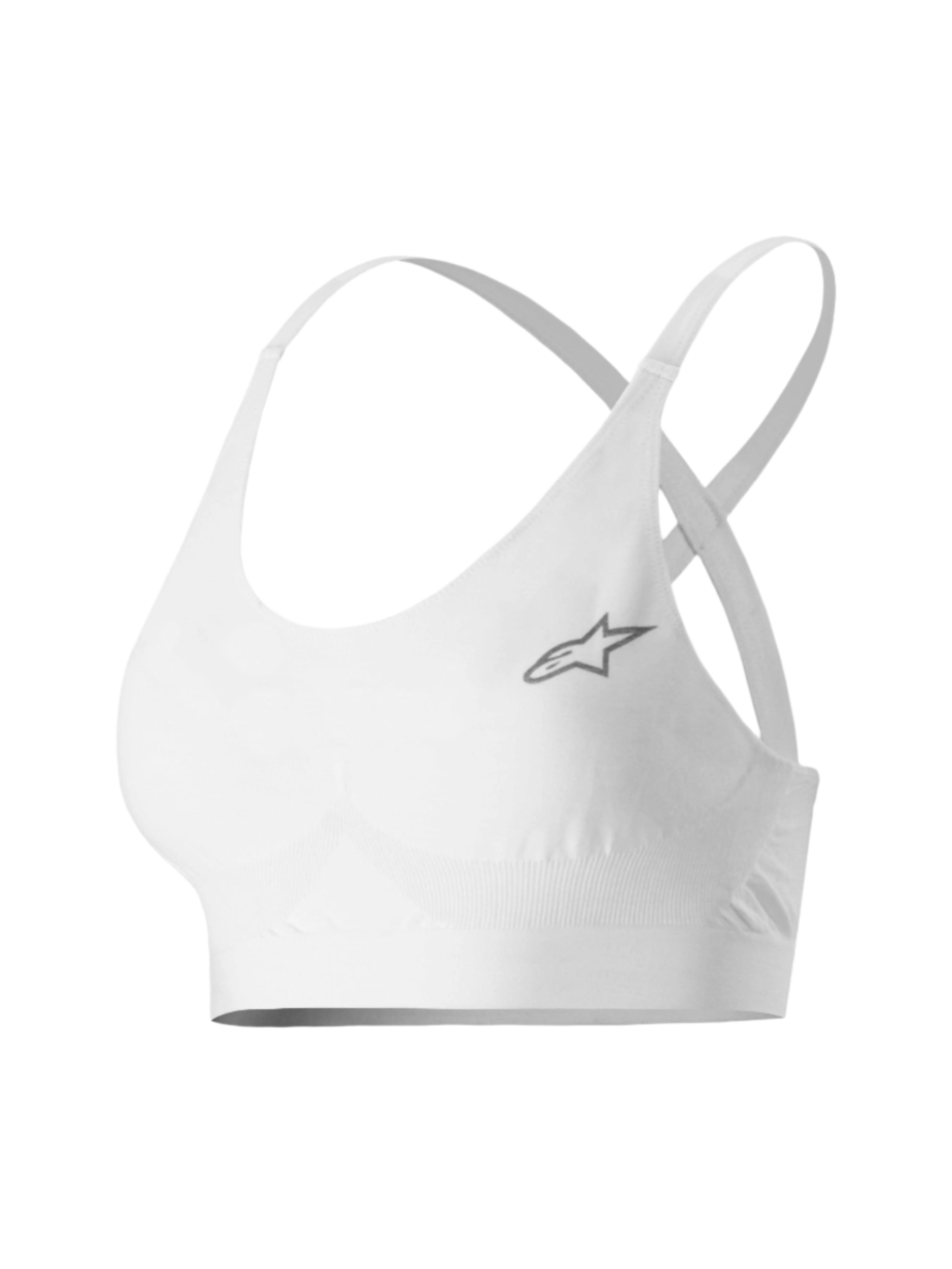 Alpinestars Stella TECH ZX Bra, Motorsport-Baselayer für Damen, Weiß, mit kleinem grauem Stern-Logo, leichtes, flammhemmendes LENZING™ FR-Gewebe, dünne Träger und stützendes Band für professionelle Performance im Autorennsport