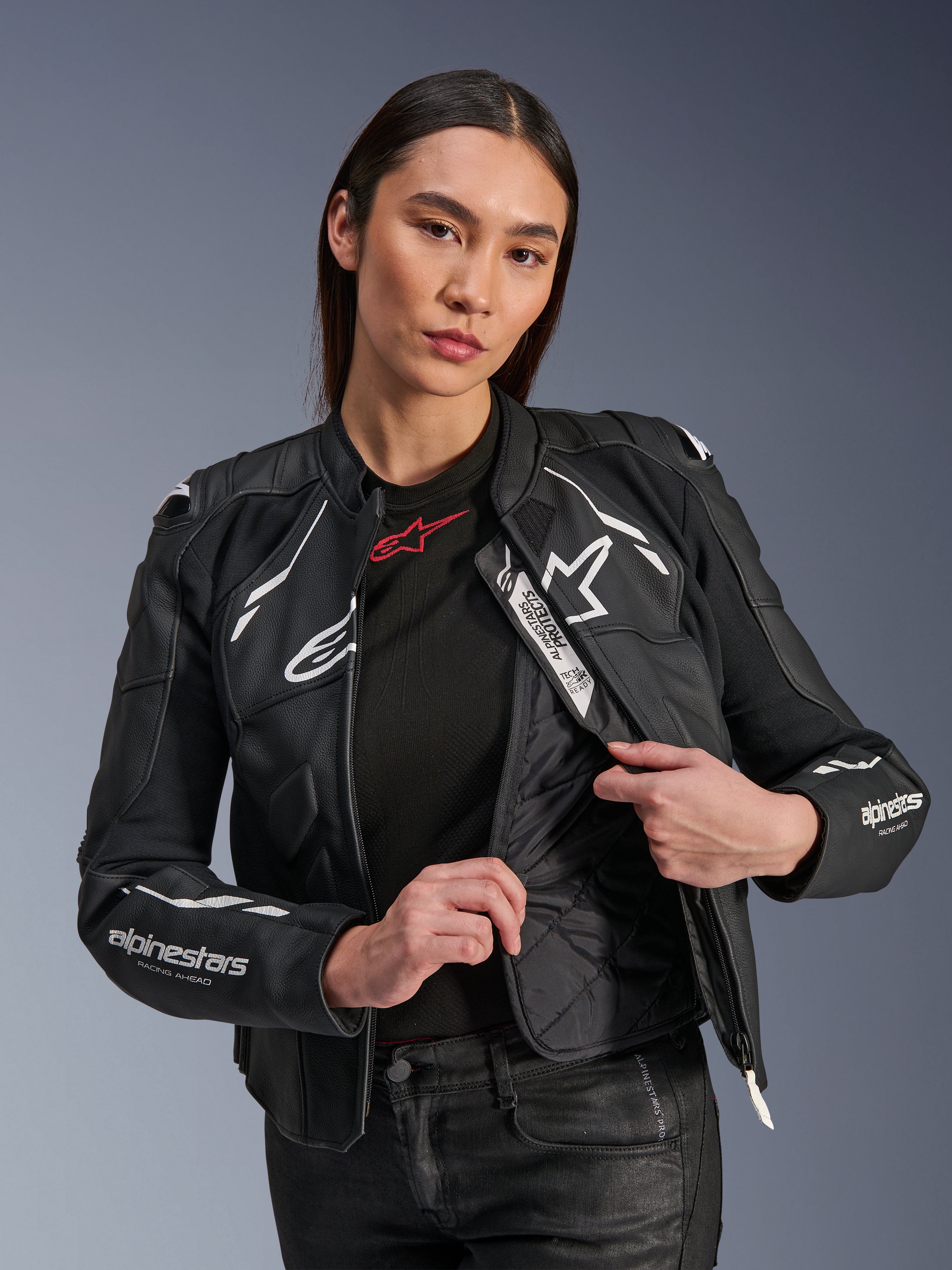Stella Dusk Leather - Black Motorcycle Jacket | Alpinestars®