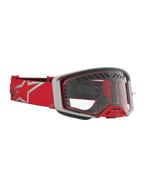 Alpinestars Supertech Dura Air Fluid Motocross-Schutzbrille, Rot und Silber, klare Sichtscheibe, Belüftungssystem.