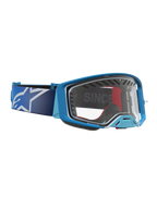 Alpinestars Supertech Dura Air Schutzbrille Fluid, Motocross-Schutzbrille, Blau und Silber, klare Scheibe, belüfteter Rahmen