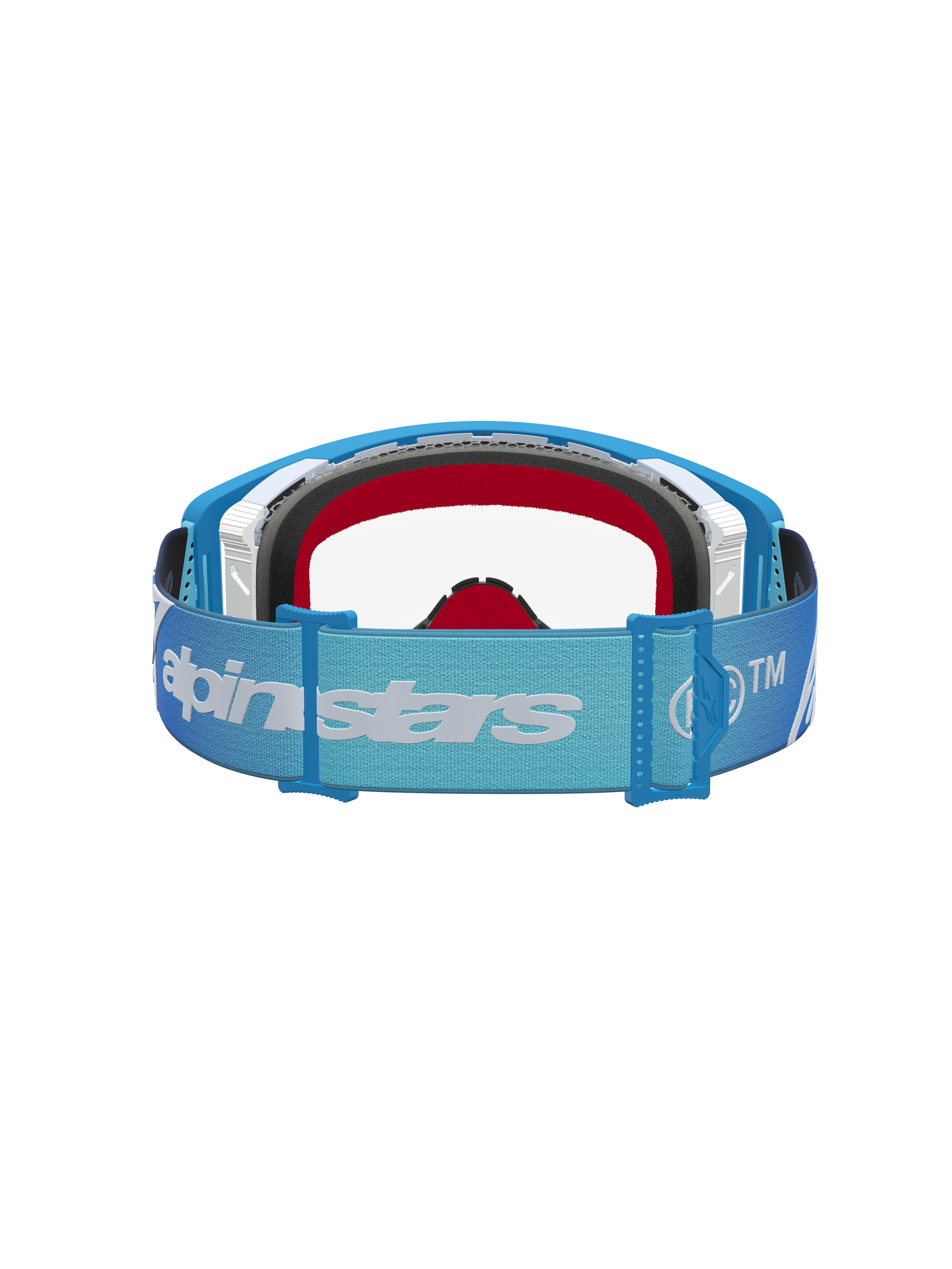 Alpinestars Supertech Dura Air Schutzbrille Fluid, Motocross-Brille, Blau und Silber, klare Scheibe, verstellbarer Logo-Gurt.