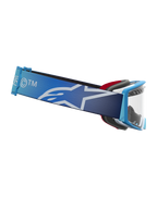Alpinestars Supertech Dura Air Schutzbrille Fluid, Motocross-Brille mit blauem Farbverlauf, klare Scheibe und breites Band mit weißem Stern-Logo, professionelle Offroad-Ausrüstung