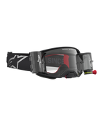 Alpinestars Supertech Firma Schutzbrille Roll-Off, Motocross-Brille, Schwarz und Silber mit klarem Roll-Off-System.