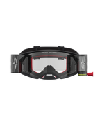 Alpinestars Supertech Firma Schutzbrille Roll-Off, Motocross-Brille in Schwarz und Silber mit roten Details und Roll-Off-System