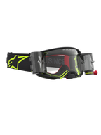 Alpinestars Supertech Firma Roll-Off Schutzbrille, Motocross, Schwarz und Gelb Fluo, klare Scheibe, Roll-Off-System.