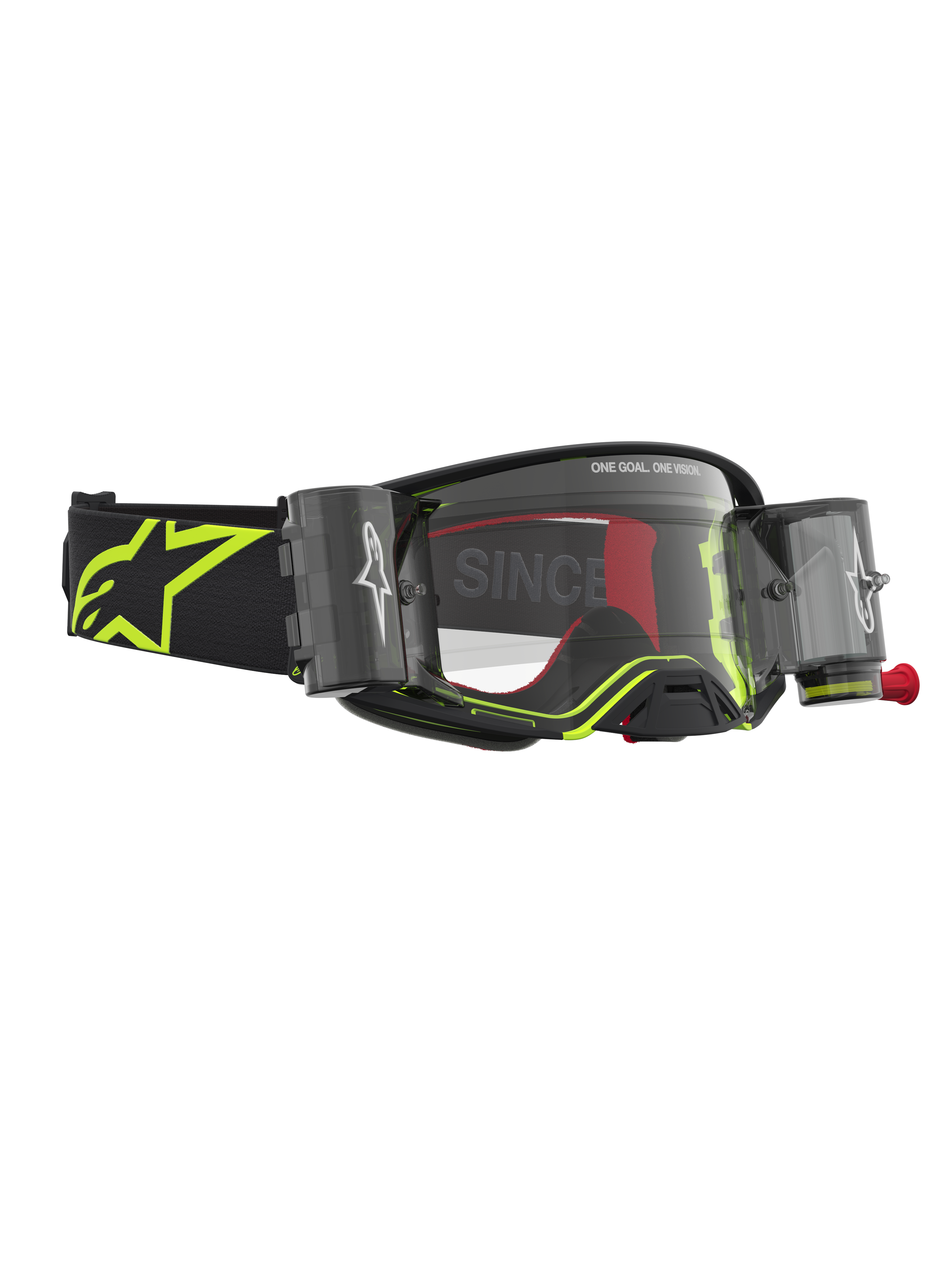 Alpinestars Supertech Firma Roll-Off Schutzbrille, Motocross, Schwarz und Gelb Fluo, klare Scheibe, Roll-Off-System.