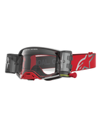 Alpinestars Supertech Firma Schutzbrille Roll-Off, Motocross, Rot und Silber, klare Scheiben, Roll-Off-Kartuschen.
