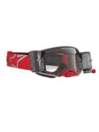 Alpinestars Supertech Firma Schutzbrille Roll-Off, rot-silberne Motocross-Brille mit integrierten Roll-Off-Kartuschen.