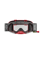 Alpinestars Supertech Firma Schutzbrille Roll-Off, Motocross-Schutzbrille in Rot und Silber, klare Scheibe, Roll-Off-System.