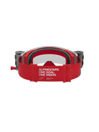 Alpinestars Supertech Firma Schutzbrille Roll-Off, Motocross-Brille in Rot und Silber mit Roll-Off-Kartuschen und Marken-Band.