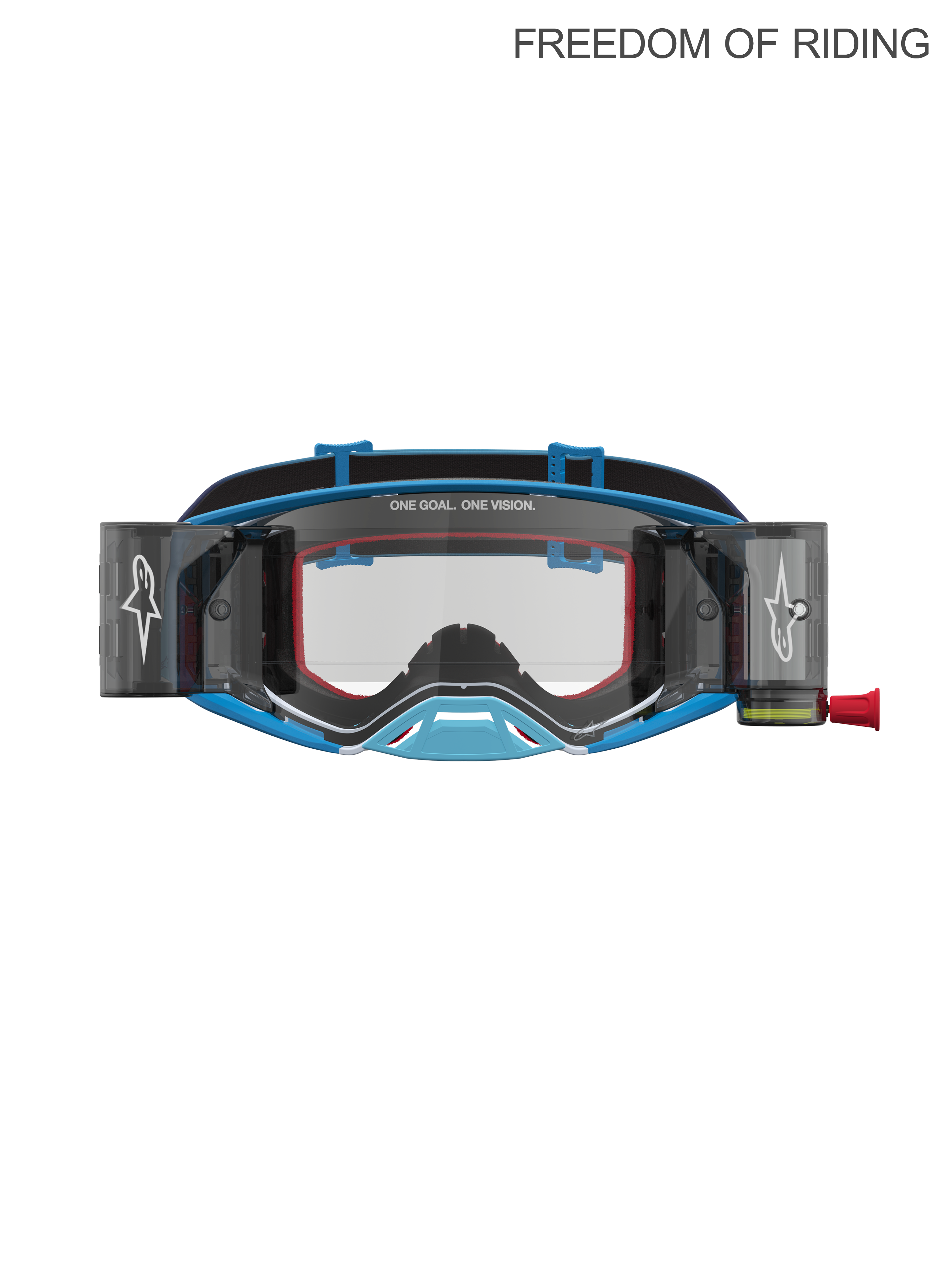 Alpinestars Supertech Firma Roll-Off Schutzbrille, professionelle Motocross- und Offroad-Rennsportbrille, Blau und Silber, mit integriertem Roll-Off-System für klare Sicht, hochauflösender Polycarbonat-Scheibe und Feuchtigkeitsmanagement-Rahmen für Supercross- und Enduro-Fahrten.